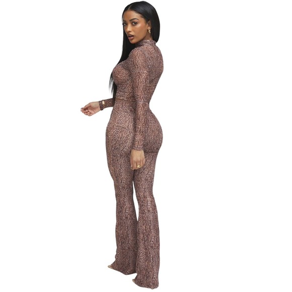 NWT Mistress Rocks Los Angeles Size Large Say When Animal Print Flare Mesh Pants - Picture 3 of 14